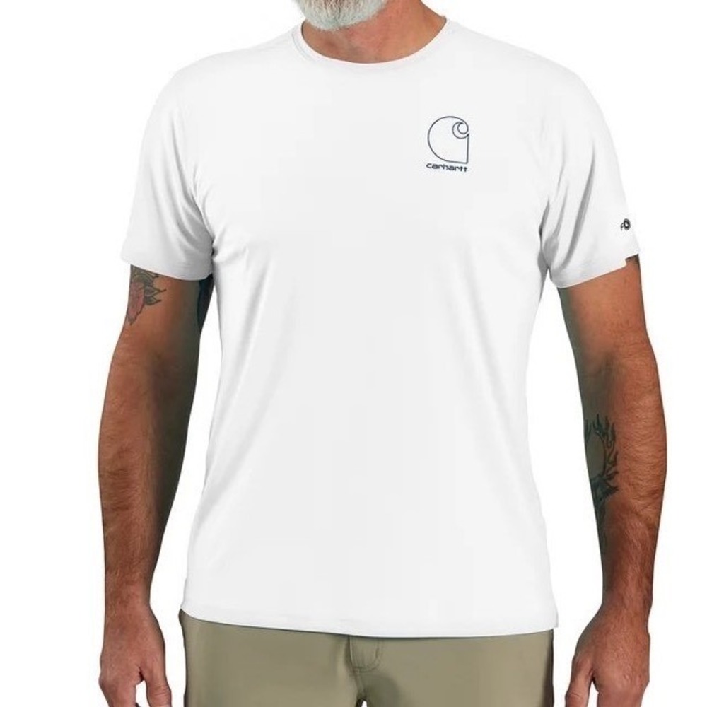 Carhartt Mens Force Sun Defender White Short Sleeve T-Shirt Relaxed Fit Large